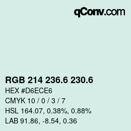 カラーコード: RGB 214 236.6 230.6 | qconv.com