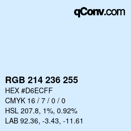 カラーコード: RGB 214 236 255 | qconv.com