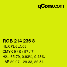 カラーコード: RGB 214 236 8 | qconv.com