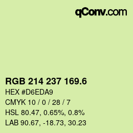 カラーコード: RGB 214 237 169.6 | qconv.com