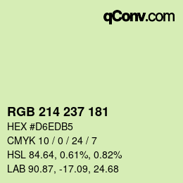 カラーコード: RGB 214 237 181 | qconv.com