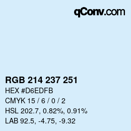カラーコード: RGB 214 237 251 | qconv.com