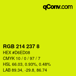 Color code: RGB 214 237 8 | qconv.com