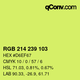 Color code: RGB 214 239 103 | qconv.com