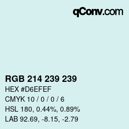 Color code: RGB 214 239 239 | qconv.com