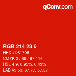 Color code: RGB 214 23 6 | qconv.com