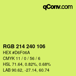 Color code: RGB 214 240 106 | qconv.com