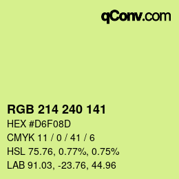 Color code: RGB 214 240 141 | qconv.com