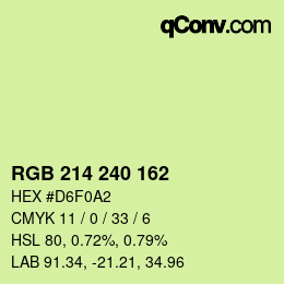 Color code: RGB 214 240 162 | qconv.com