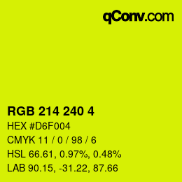カラーコード: RGB 214 240 4 | qconv.com