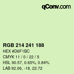Color code: RGB 214 241 188 | qconv.com