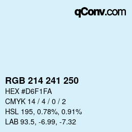 カラーコード: RGB 214 241 250 | qconv.com