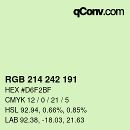 Color code: RGB 214 242 191 | qconv.com