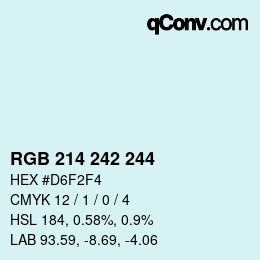 Color code: RGB 214 242 244 | qconv.com
