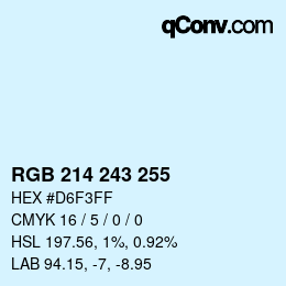 Color code: RGB 214 243 255 | qconv.com