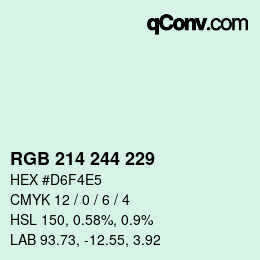 Color code: RGB 214 244 229 | qconv.com