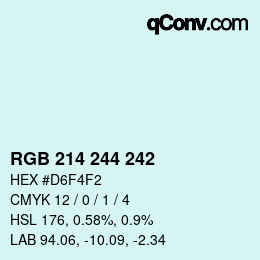 Color code: RGB 214 244 242 | qconv.com