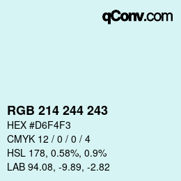 Color code: RGB 214 244 243 | qconv.com