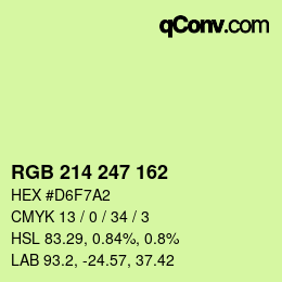 カラーコード: RGB 214 247 162 | qconv.com