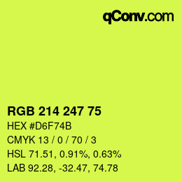 カラーコード: RGB 214 247 75 | qconv.com