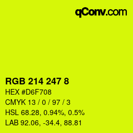 颜色代码: RGB 214 247 8 | qconv.com