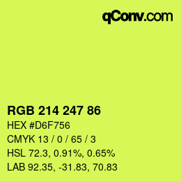 Color code: RGB 214 247 86 | qconv.com