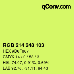 Color code: RGB 214 248 103 | qconv.com