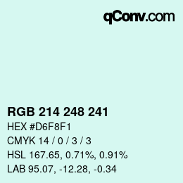 Color code: RGB 214 248 241 | qconv.com