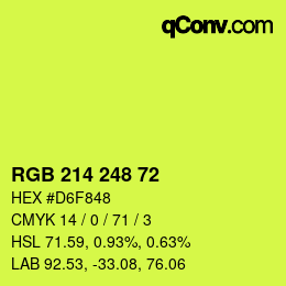 Color code: RGB 214 248 72 | qconv.com