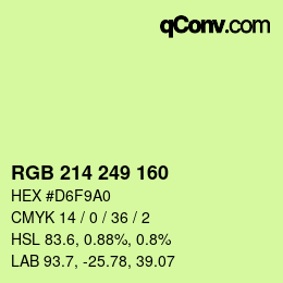 Color code: RGB 214 249 160 | qconv.com