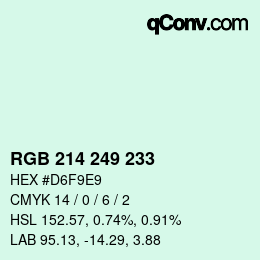 Color code: RGB 214 249 233 | qconv.com