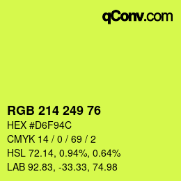 カラーコード: RGB 214 249 76 | qconv.com
