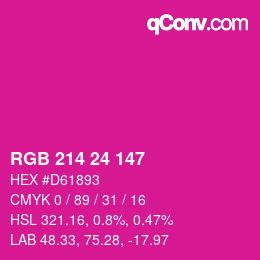カラーコード: RGB 214 24 147 | qconv.com