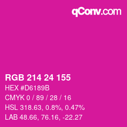 Color code: RGB 214 24 155 | qconv.com