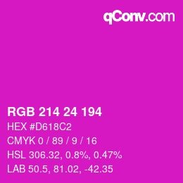 Color code: RGB 214 24 194 | qconv.com