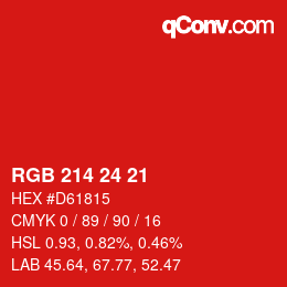 颜色代码: RGB 214 24 21 | qconv.com