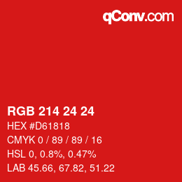 カラーコード: RGB 214 24 24 | qconv.com