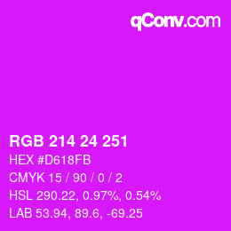 颜色代码: RGB 214 24 251 | qconv.com