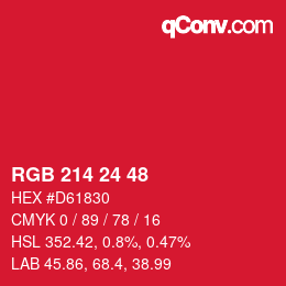 カラーコード: RGB 214 24 48 | qconv.com