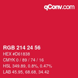 カラーコード: RGB 214 24 56 | qconv.com