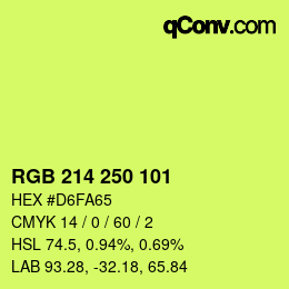 Color code: RGB 214 250 101 | qconv.com