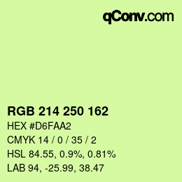 Color code: RGB 214 250 162 | qconv.com