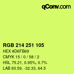 Color code: RGB 214 251 105 | qconv.com