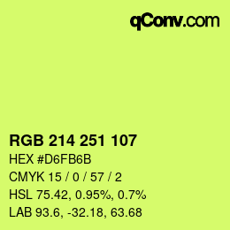 Color code: RGB 214 251 107 | qconv.com