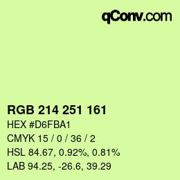 カラーコード: RGB 214 251 161 | qconv.com