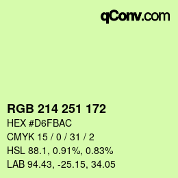 カラーコード: RGB 214 251 172 | qconv.com