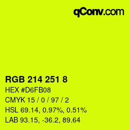 Color code: RGB 214 251 8 | qconv.com