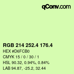カラーコード: RGB 214 252.4 176.4 | qconv.com