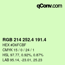 カラーコード: RGB 214 252.4 191.4 | qconv.com
