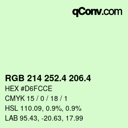 カラーコード: RGB 214 252.4 206.4 | qconv.com